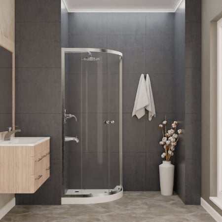 Anzzi Mare 35 in. x 76 in. Framed Shower Enclosure with TSUNAMI GUARD in Brushed Nickel SD-AZ050-01BN